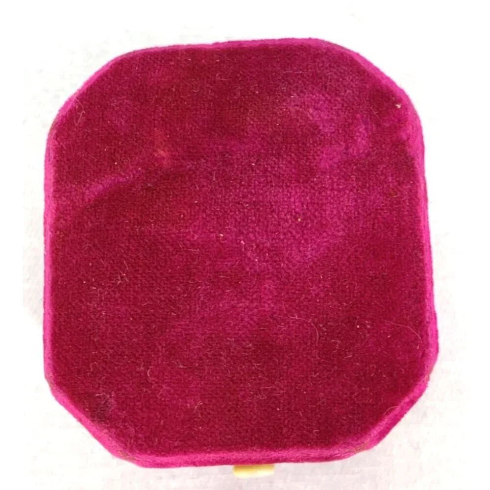Ring Presentation Jewelry Pink Velvet MOP Push Button Metal Feet Antique 1.5